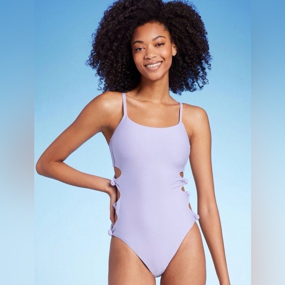 Shade & Shore Ladies Lilac One-Piece Swimsuit with Side Ties